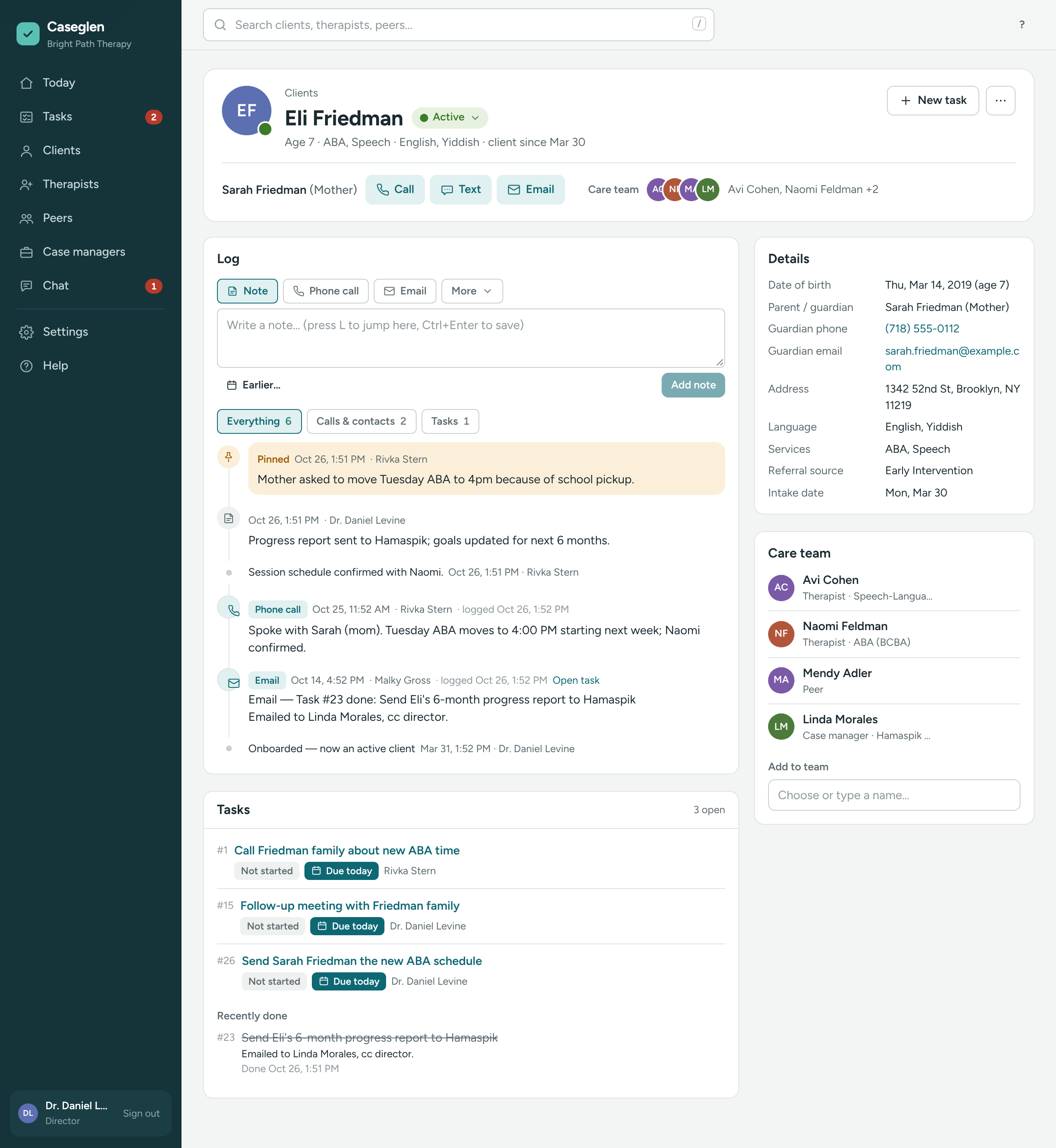 A client's profile