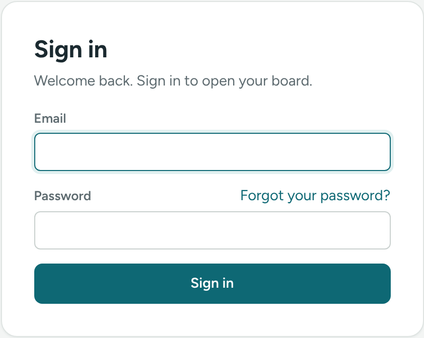 The sign-in page