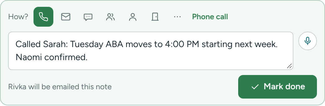 The Mark done box in an open task