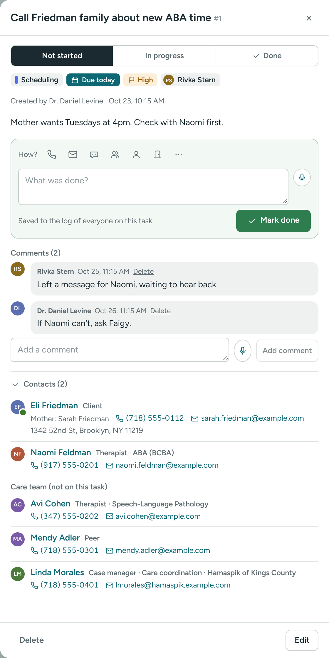 An open task