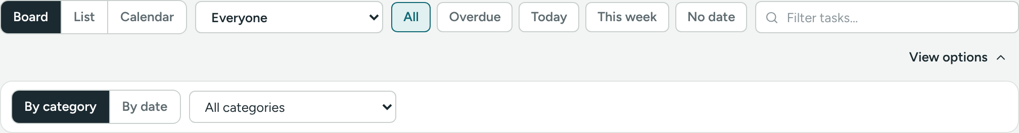 The tasks toolbar